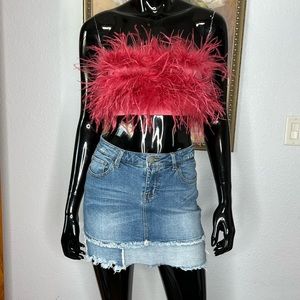 Fashion Nova Feather Bandeau Top Sz S